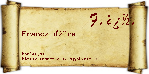 Francz Örs névjegykártya
